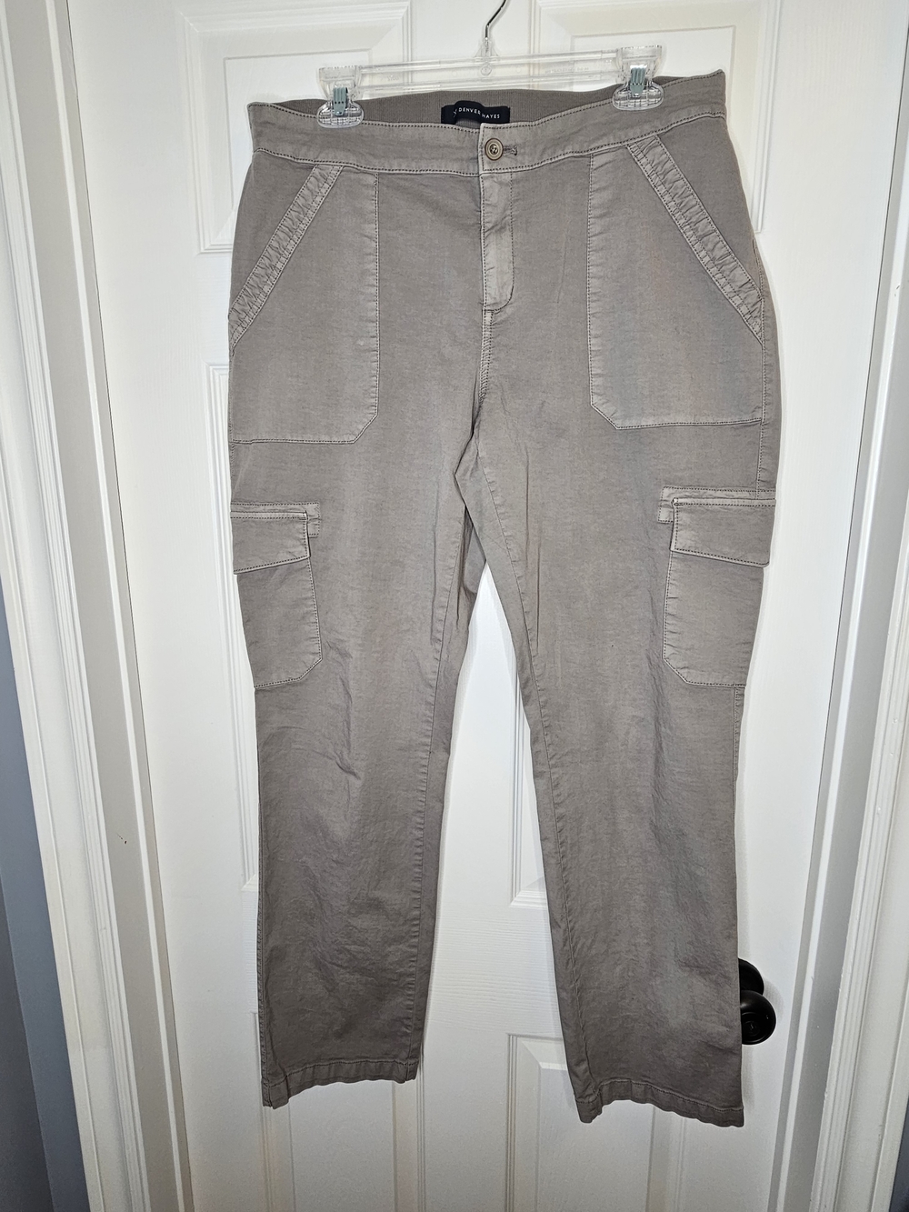 Tall Plus Size 14 Denver Hayes Women's Taupe Cargo Pants Long Inseam Cotton
